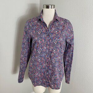 J Crew Liberty Fabric Womens 8 Floral Blouse Kayoko Floral Slim Perfect Shirt